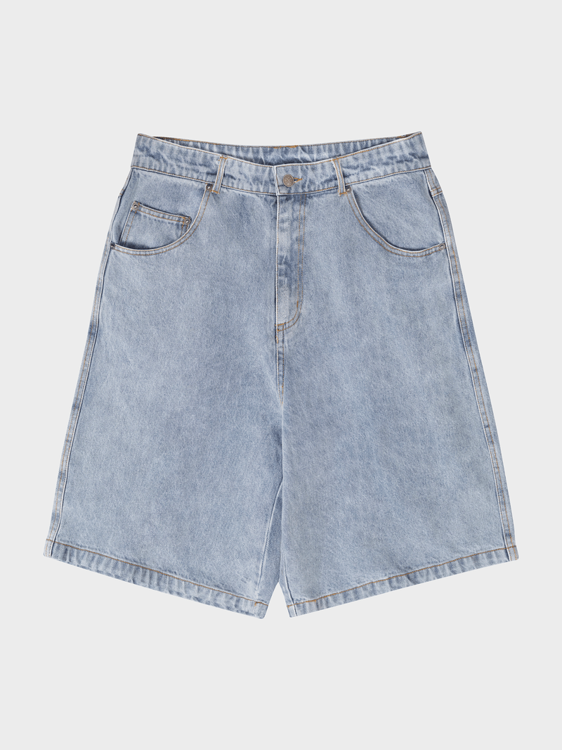 Webbed Denim Short - Washed Blue