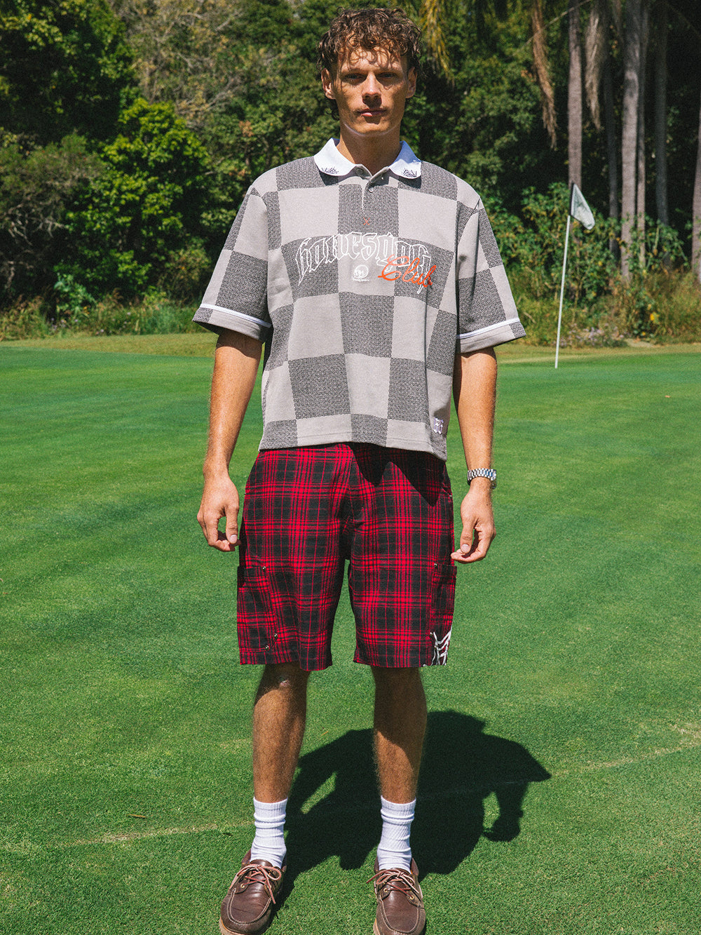 Swingers Check Polo - Grey
