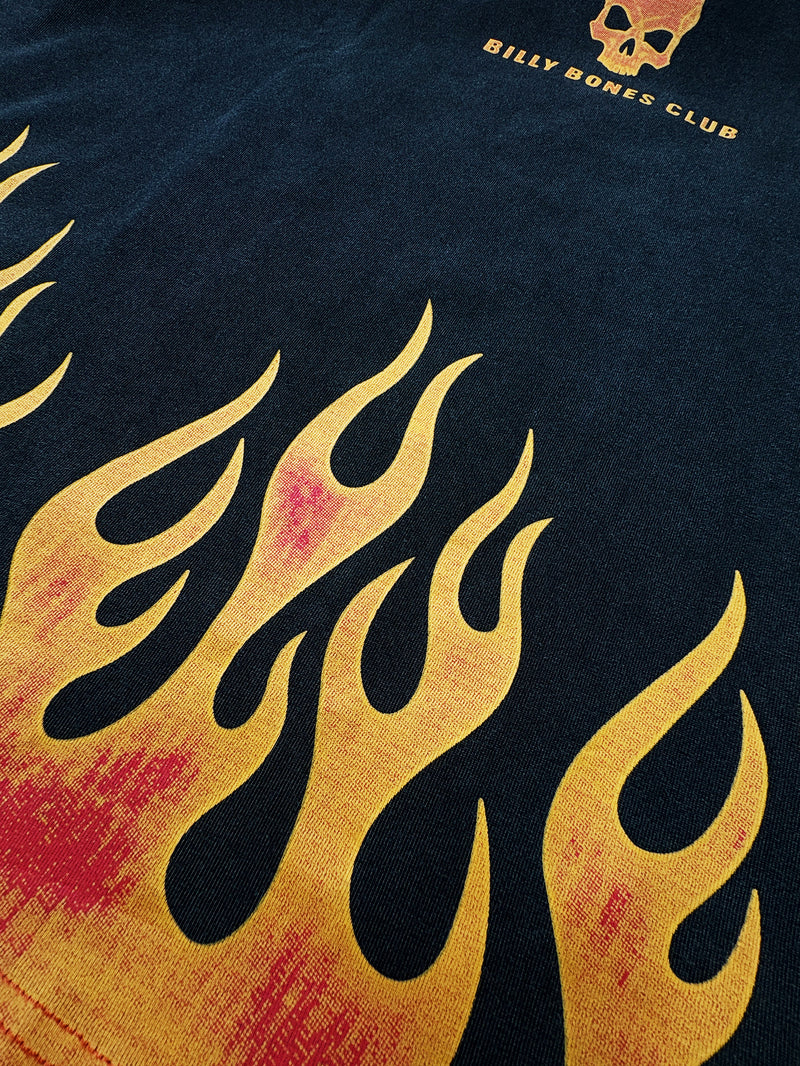 Burning Skull Boxy Tee - Washed Black/Flame