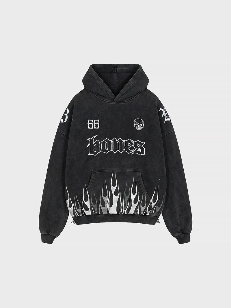 Bones Burner Hoodie - Washed Black