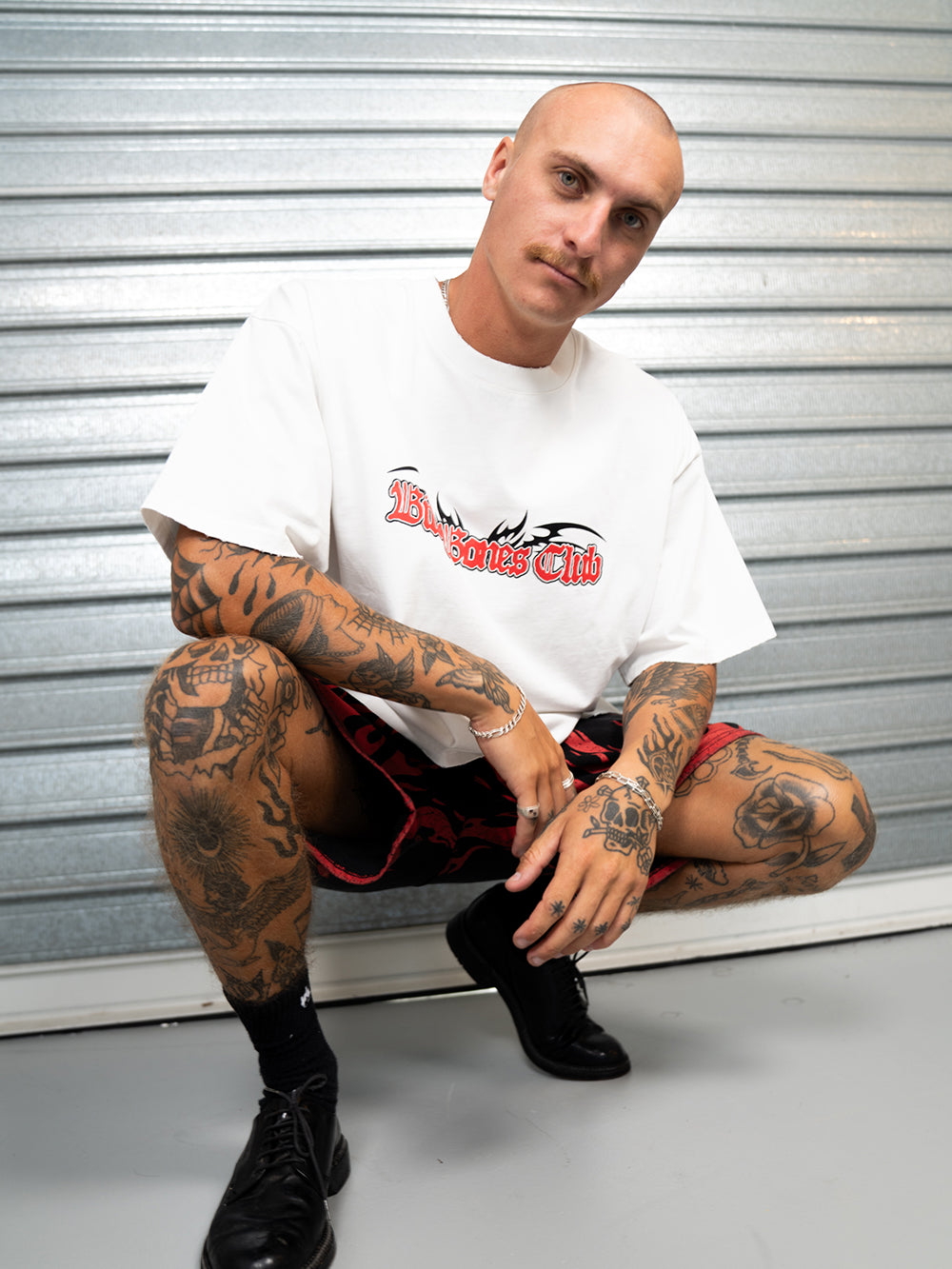 Cyber Bones Box Tee - Distressed White