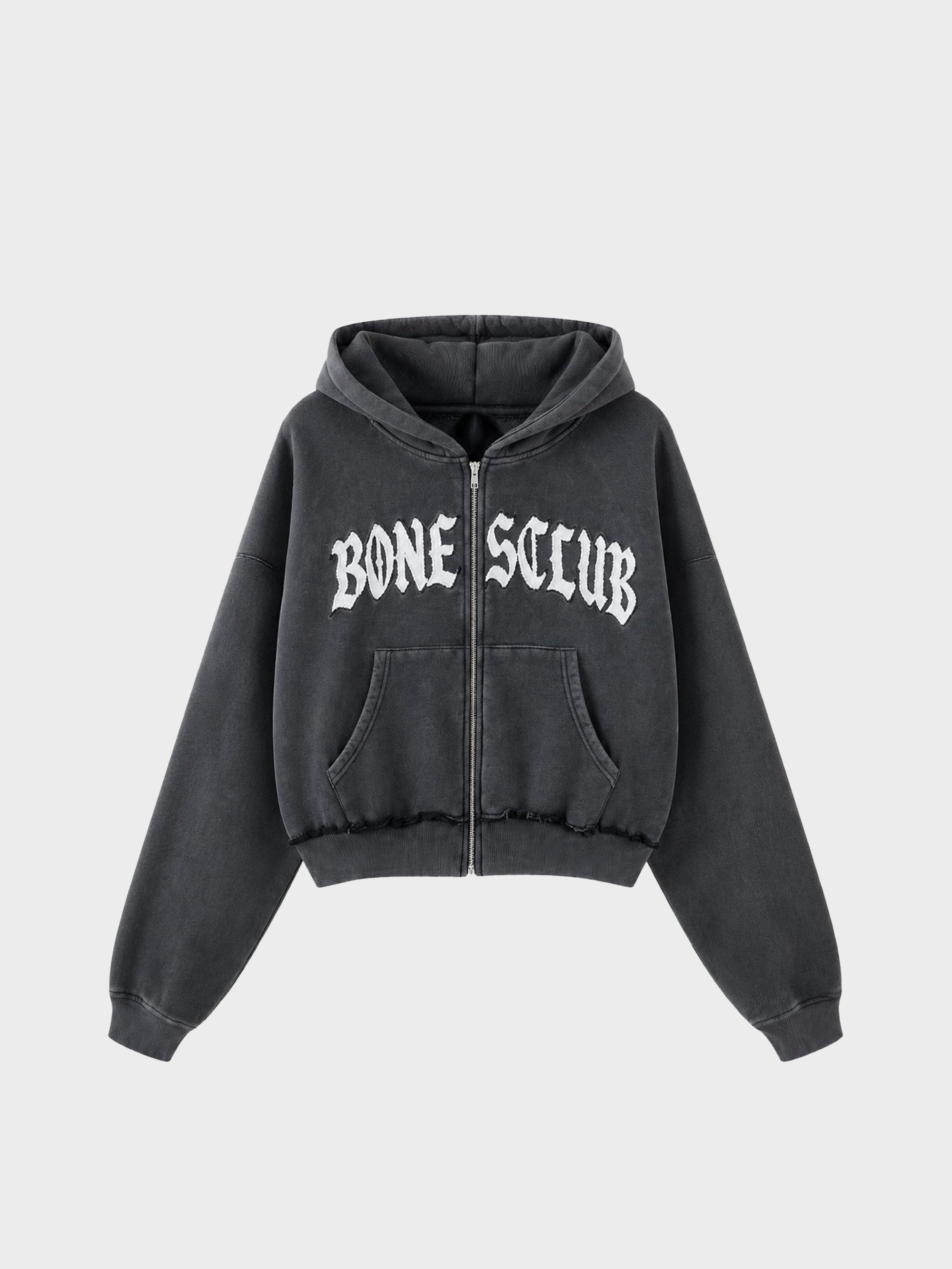 Bones Club Zip Hoodie - Washed Black