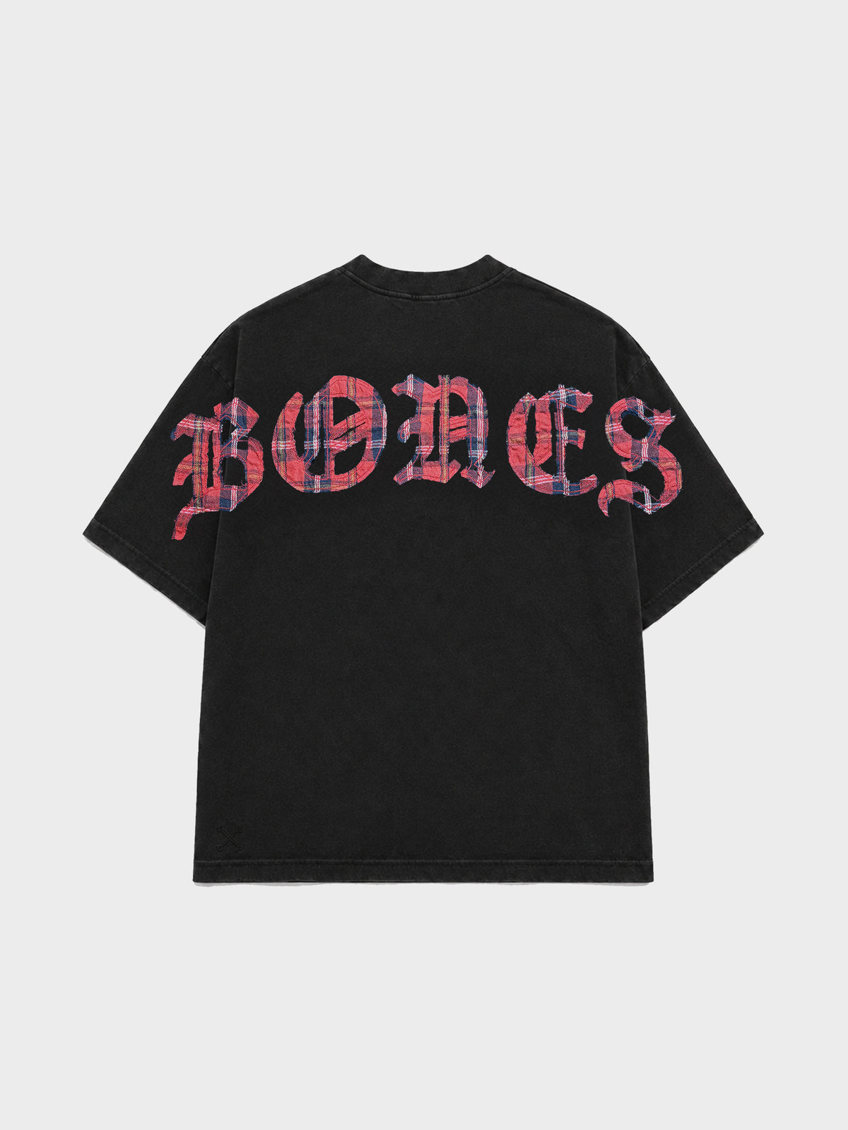Plaid Bones Logo Tee - Washed Black