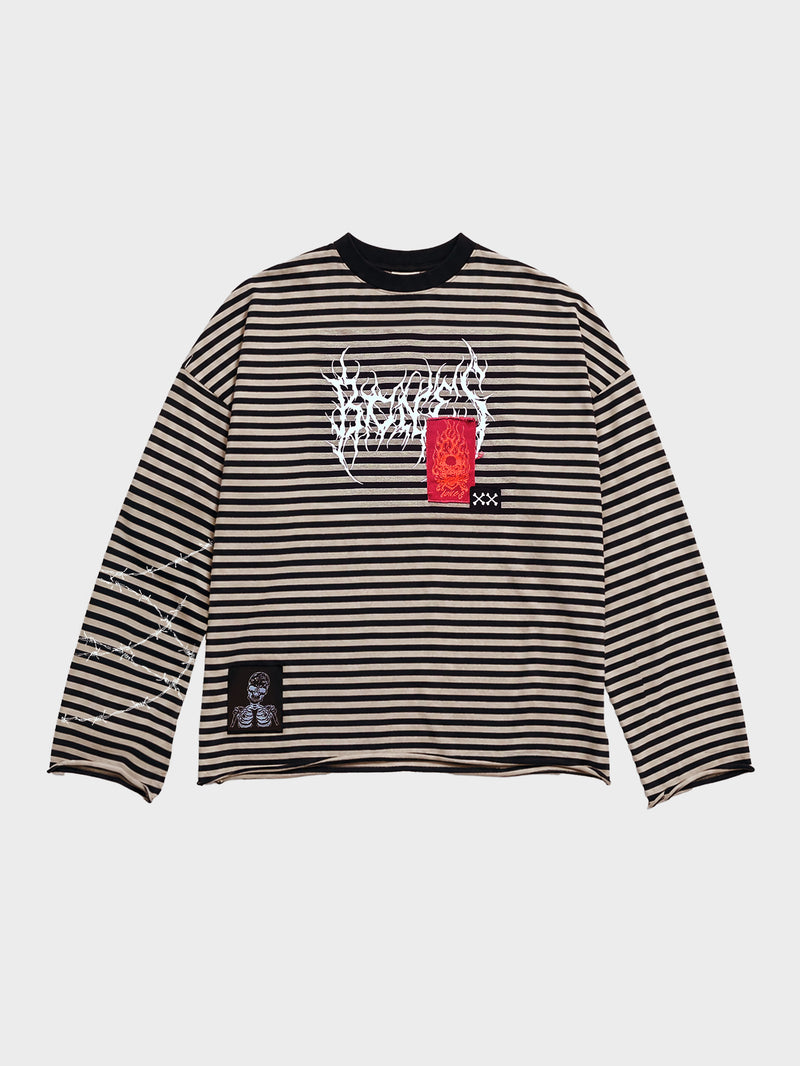 Rocker Longsleeve Patch Tee - Striped