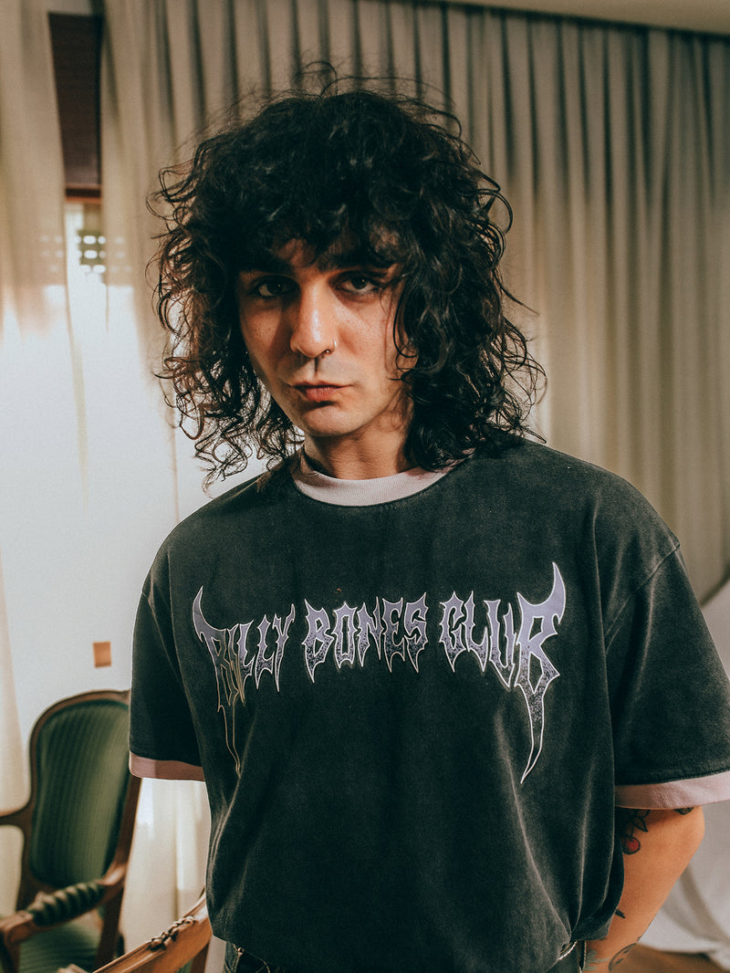 clubZero Ringer Tee - Washed Black/Pink