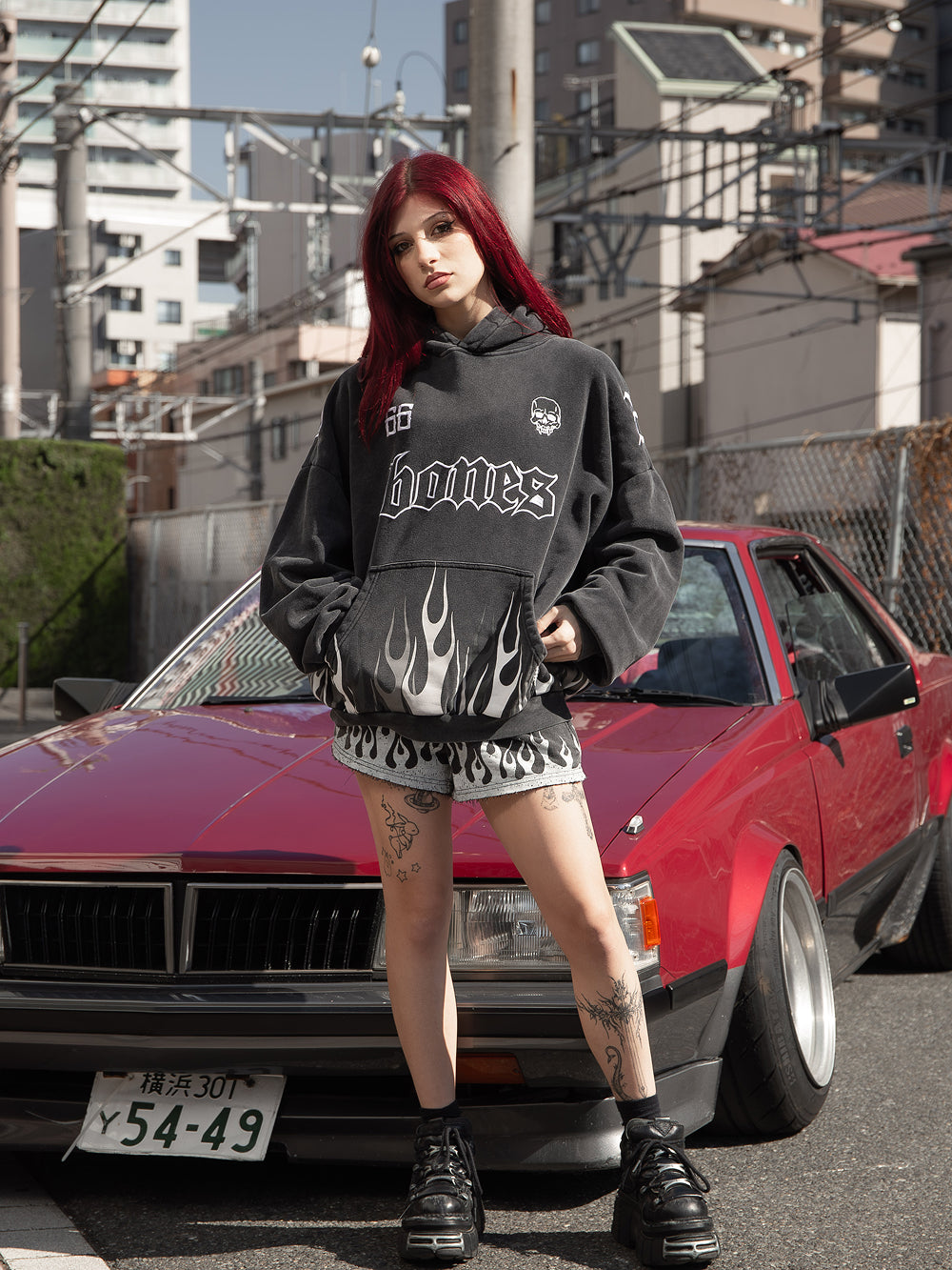 Bones Burner Hoodie - Washed Black