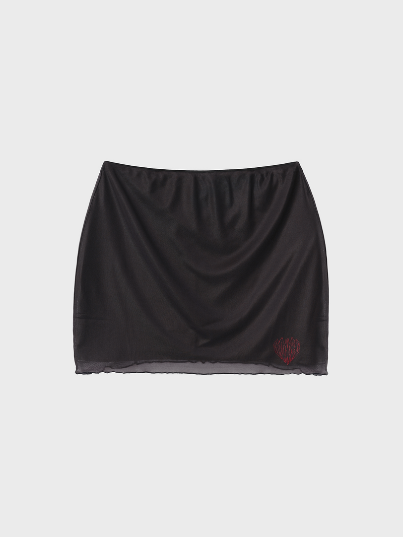 Backbone Mesh Skirt - Black